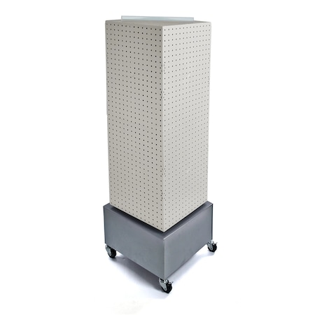 Azar Displays Four-Sided Pegboard Floor Wheeled base Display Panel Size:14"x40" 701415-WHT